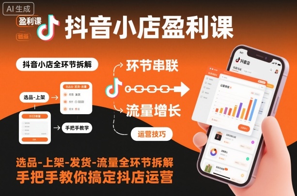 抖音小店盈利全攻略：选品+上架+发货+流量全流程拆解，手把手教你从0到1搞定抖店运营（保姆级教程）