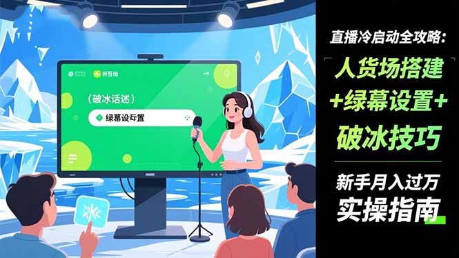 新手直播冷启动全攻略：人货场搭建+绿幕设置+破冰技巧，月入过万实操指南