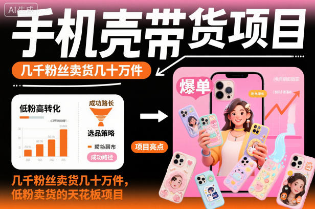 短视频低粉卖货天花板：手机壳带货项目，几千粉丝狂卖几十万件！