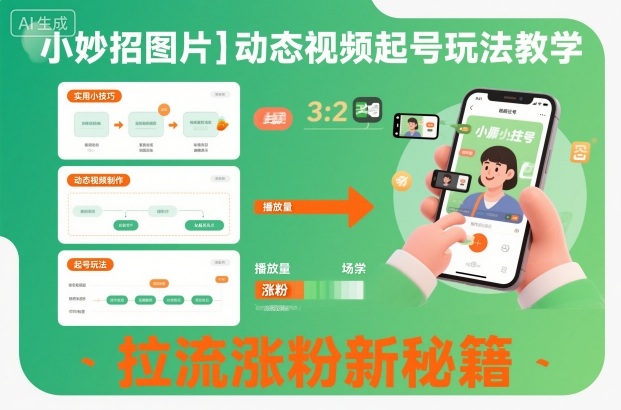 图片+动态视频起号玩法教学：拉新涨粉新秘籍，小妙招干货教程