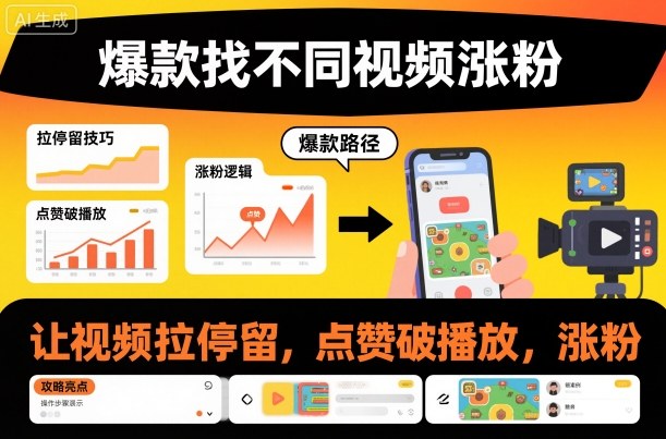 【爆款涨粉】找不同视频技巧：3招拉停留、促点赞、破播放，粉丝轻松涨！