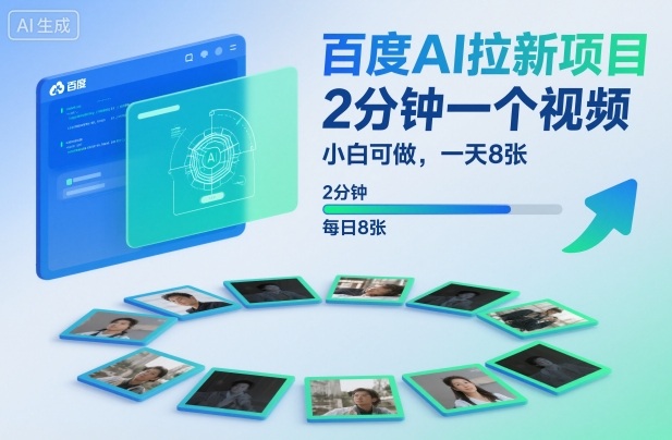百度AI拉新项目：2分钟1个视频，小白0门槛日入8张+附真实案例+保姆级教程