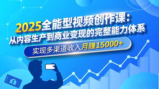 2025全能视频创作课：从内容生产到多渠道变现，打造月赚15000+能力体系