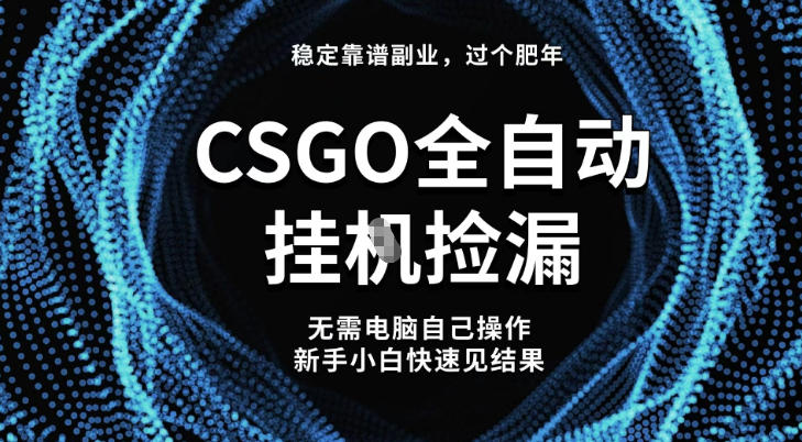 【稳定副业】CSGO最新全自动捡漏！新手小白日入5张+，全球热门游戏玩法揭秘