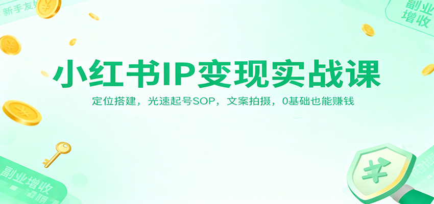 0基础小红书IP变现实战课：定位搭建+光速起号SOP+文案拍摄，小白也能轻松赚钱