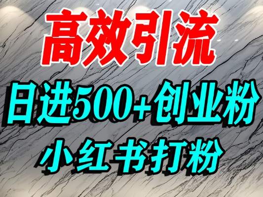 小红书3000预算创业粉引流：单人操作日引500+精准创业粉，创业粉打法教程