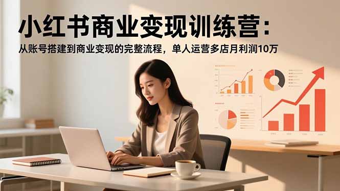 小红书商业变现训练营：从账号搭建到多店运营全流程，单人实操月利润10万攻略