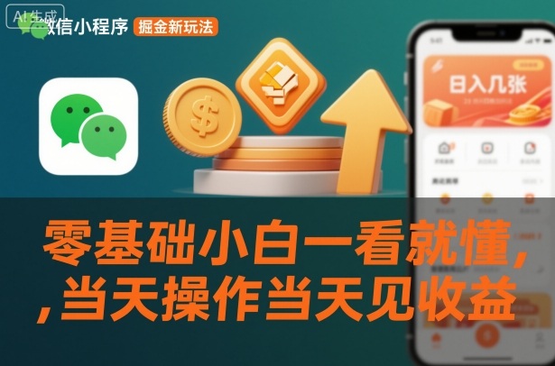 微信小程序掘金新玩法：零基础小白保姆级教程，当天操作当天见收益，日入几张亲测揭秘