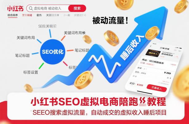 小红书虚拟电商陪跑教程：用SEO被动流量，实现自动成交的睡后被动收入项目