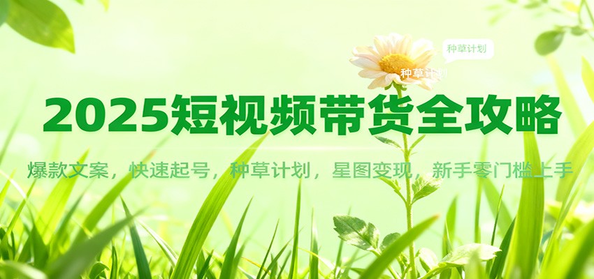 2025短视频带货新手零门槛全攻略：从爆款文案到星图变现，快速起号+种草计划一步到位