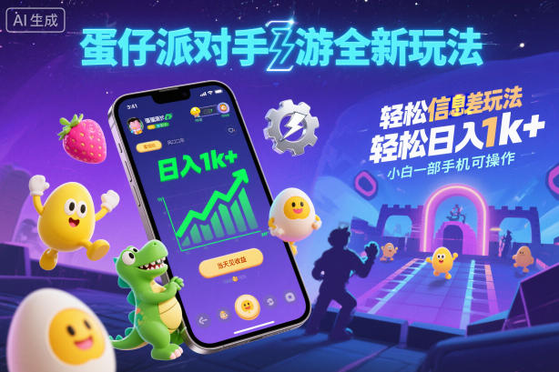 蛋仔派对新玩法！信息差风口日入1000+，小白一部手机当天见收益