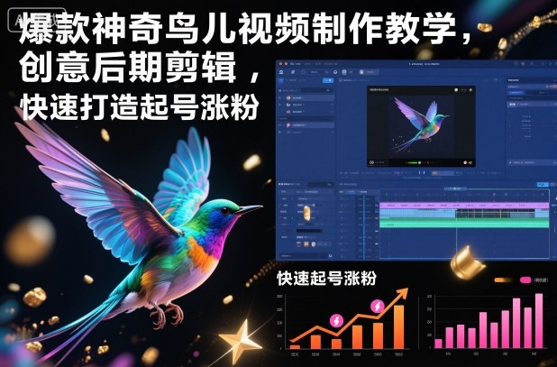 神奇鸟儿爆款视频制作教程：零基础学创意剪辑技巧，快速起号涨粉秘籍