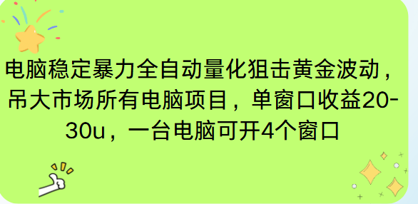 电脑EA策略挂机项目：单窗口日赚20-30u，单电脑挂5-10窗口，稳定月入4位数被动收入