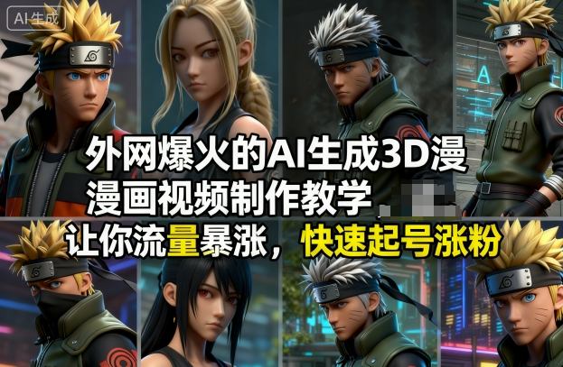 AI生成3D漫画视频制作教学：外网爆火技巧，流量暴涨快速起号涨粉！
