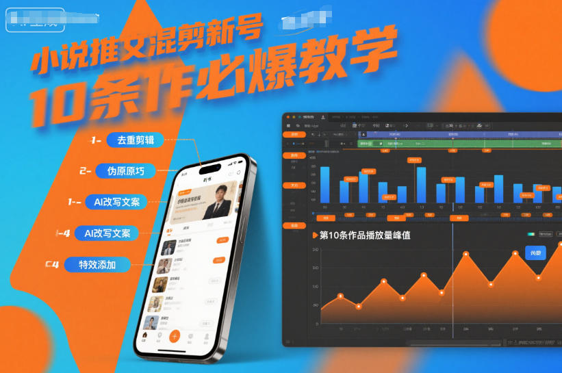 小说推文混剪新号必爆指南：10条伪原创技巧+教学，新手作品10条起量爆款秘籍