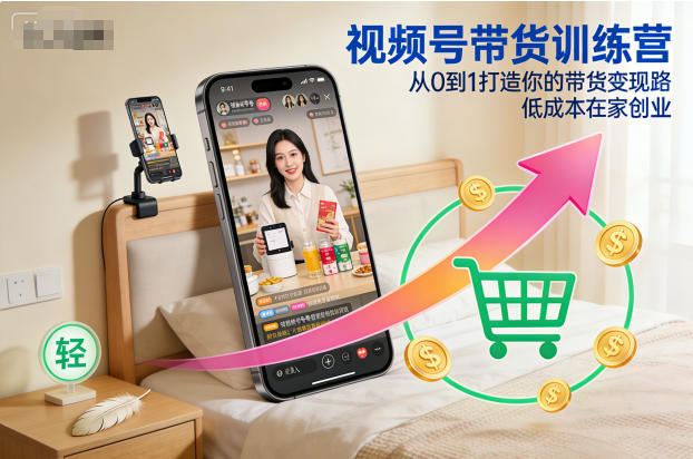 视频号带货训练营：从0到1带货变现指南，低成本在家创业攻略