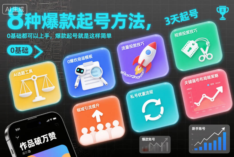 0基础必看！8种爆款起号方法，简单易学，轻松上手就出爆款！