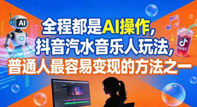抖音汽水音乐人：AI操作全流程，普通人零基础变现方法（亲测有效）