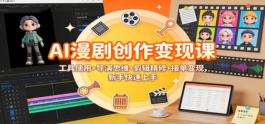 新手必学！AI漫剧创作变现课：工具使用+导演思维+剪辑精修+接单全流程，快速上手赚钱