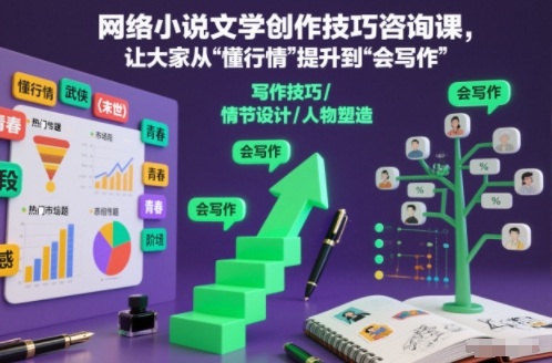 网络小说创作技巧咨询课：从懂行情到会写作，掌握爆款写作能力