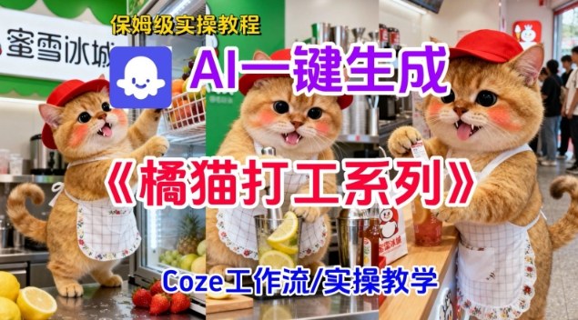保姆级实操教程：Coze扣子工作流一键生成胖橘猫打工短视频，搭建流程详解