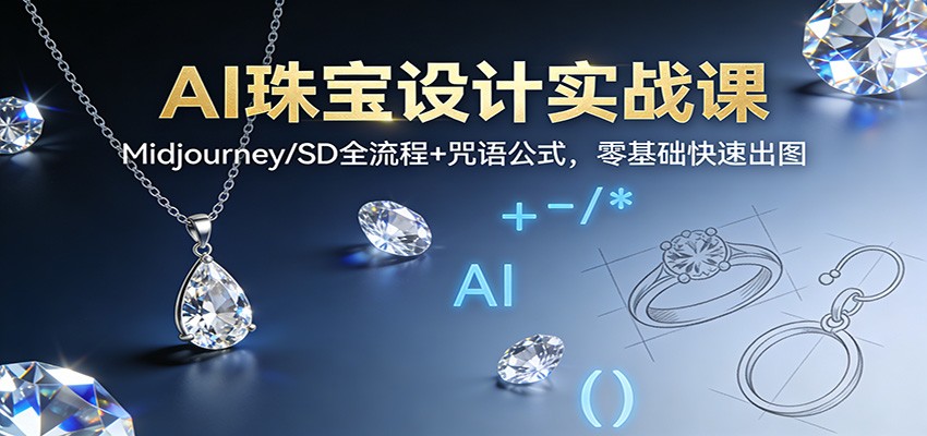 零基础AI珠宝设计实战课：Midjourney/SD全流程+咒语公式，快速出图攻略