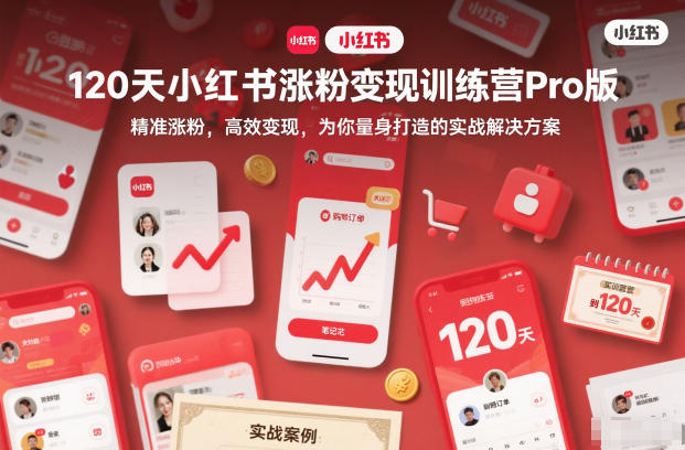 120天小红书涨粉变现Pro版训练营：精准涨粉+高效变现，量身实战解决方案
