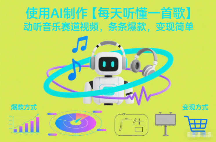 AI制作【每天听懂一首歌】音乐赛道视频教程：条条爆款，变现超简单！