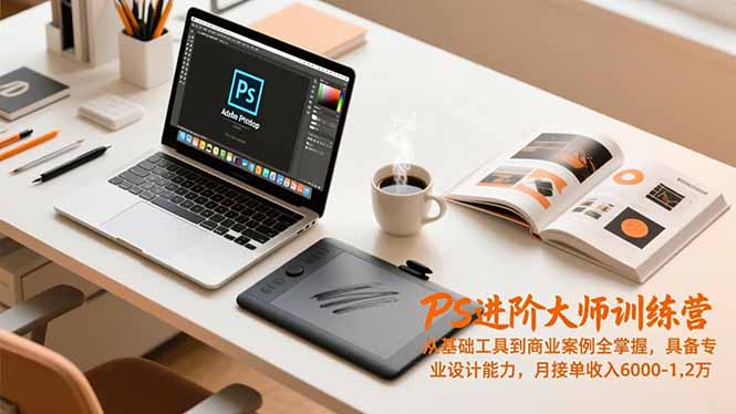 月接单6000-1.2万！PS进阶训练营：从基础工具到商业案例全掌握，专业设计能力实战提升