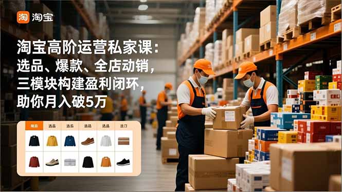 淘宝高阶运营课：3大模块（选品+爆款+全店动销）构建盈利闭环，月入破5万实战指南