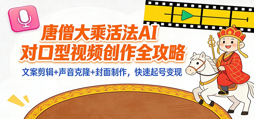 大乘活法AI对口型视频创作全攻略：文案剪辑+声音克隆+封面制作，快速起号变现方法