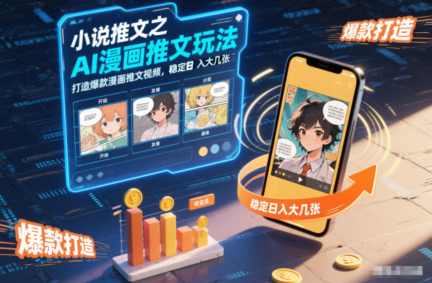 小说推文+AI漫画推文玩法：爆款视频打造技巧，日入大几张稳定收益指南
