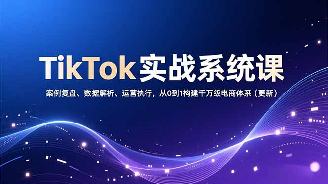 TikTok电商实战课：从0到1搭建千万级体系（含案例复盘+数据解析+运营全流程）2024新版