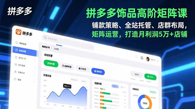 拼多多饰品高阶矩阵运营课：铺款策略+全站托管+店群布局，打造月利润5万+店铺