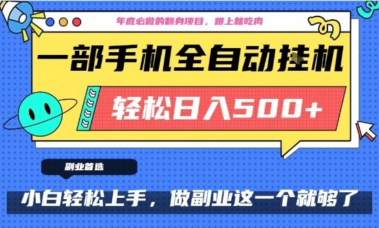 年底必做！手机操作十几分钟，轻松日入500+翻身项目揭秘