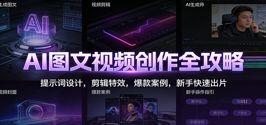 新手AI图文视频创作全攻略：提示词设计+剪辑特效+爆款案例，快速出片技巧详解
