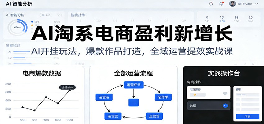 AI淘系电商盈利新增长实战课：爆款打造+全域运营提效开挂玩法