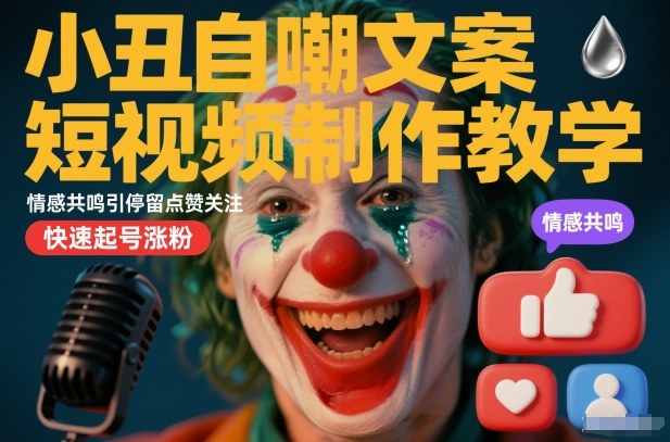 小丑自嘲文案短视频教学：情感共鸣引停留点赞，快速起号涨粉技巧