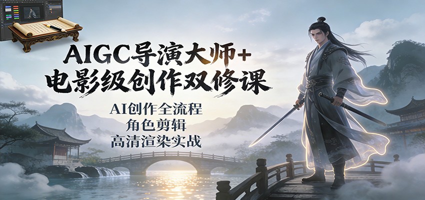 AIGC导演大师课：电影级创作全流程实战，从角色剪辑到高清渲染精通
