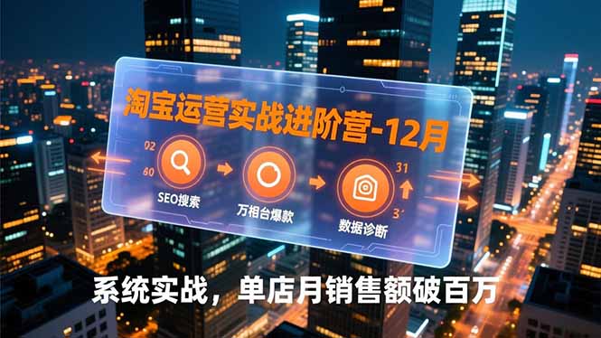 12月淘宝运营实战进阶营：SEO搜索+万相台爆款+数据诊断系统实战，单店月销百万攻略