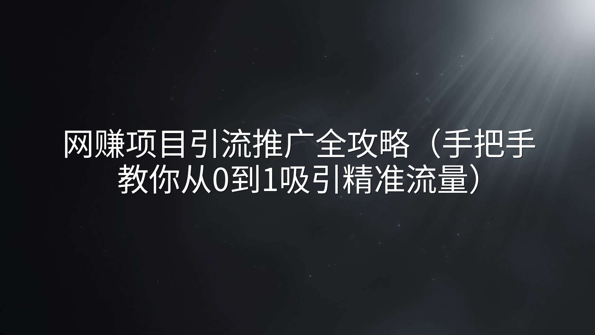 网赚项目引流推广全攻略（手把手教你从0到1吸引精准流量）