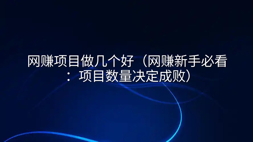 网赚项目做几个好（网赚新手必看：项目数量决定成败）