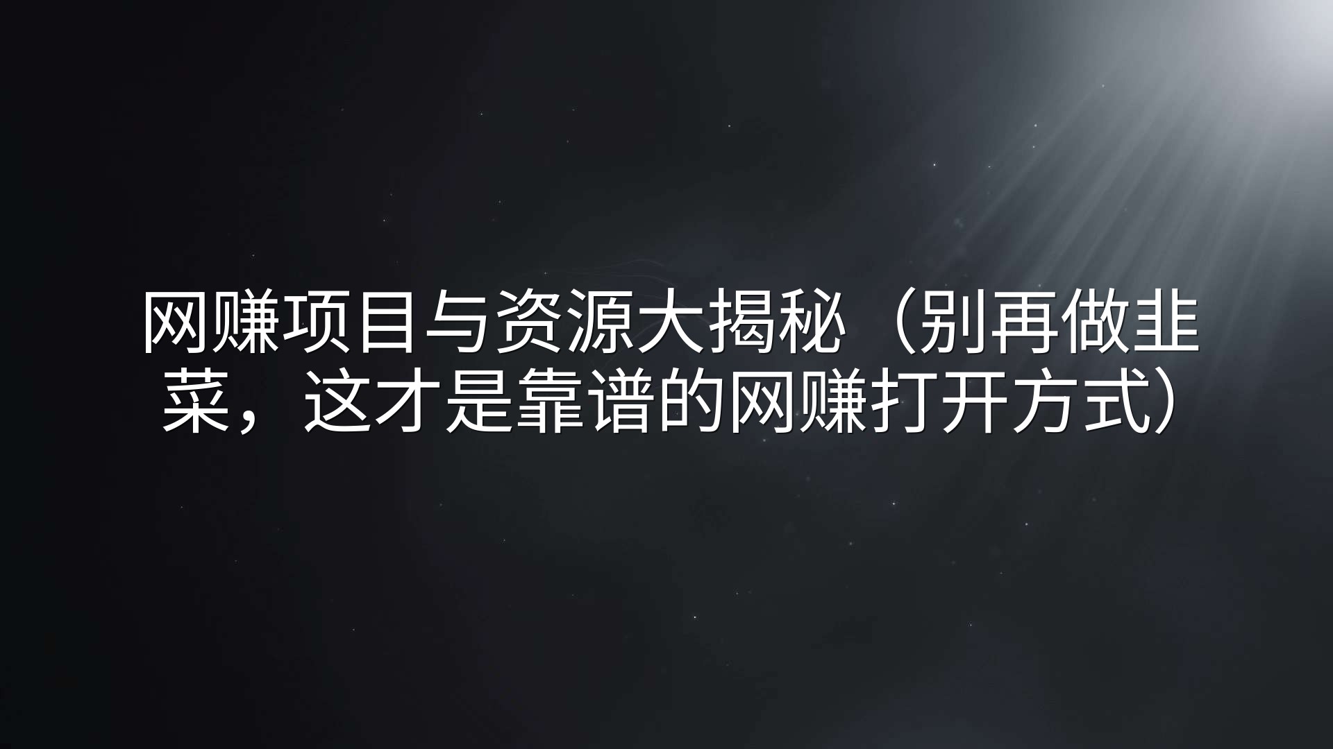 网赚项目与资源大揭秘（别再做韭菜，这才是靠谱的网赚打开方式）