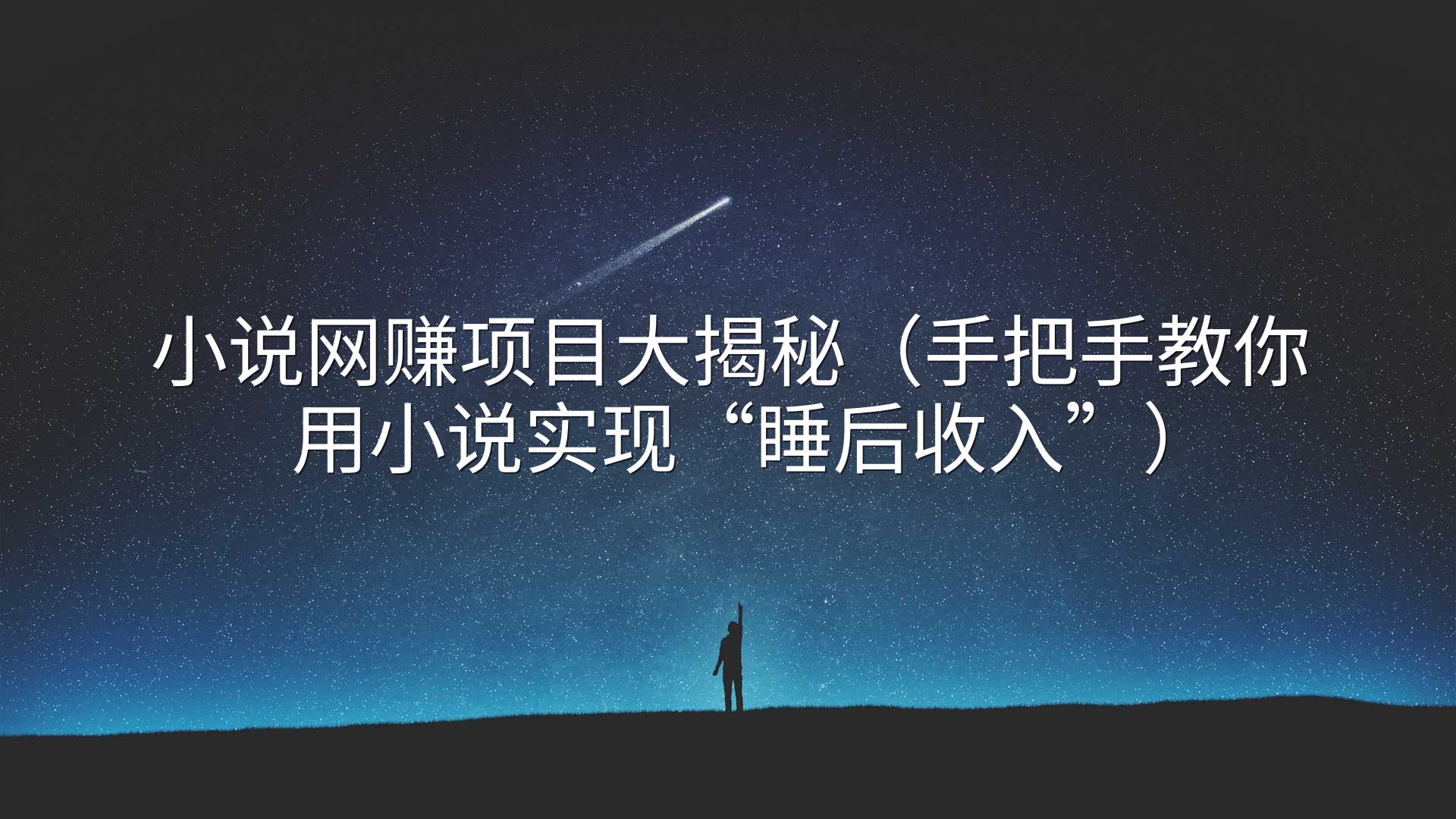 小说网赚项目大揭秘（手把手教你用小说实现“睡后收入”）