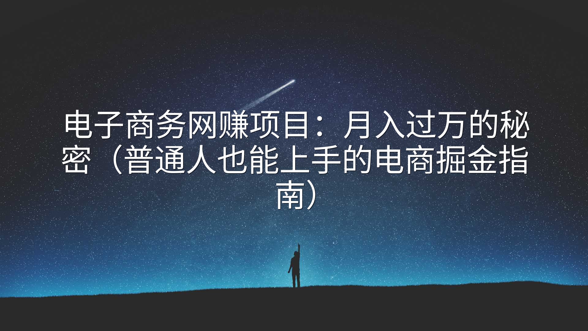电子商务网赚项目：月入过万的秘密（普通人也能上手的电商掘金指南）