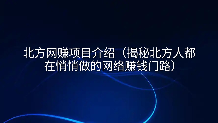 北方网赚项目介绍（揭秘北方人都在悄悄做的网络赚钱门路）