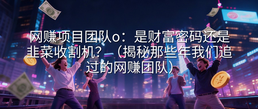 网赚项目团队o：是财富密码还是韭菜收割机？（揭秘那些年我们追过的网赚团队）