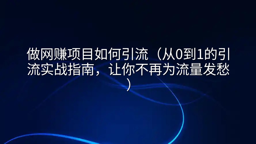 做网赚项目如何引流（从0到1的引流实战指南，让你不再为流量发愁）