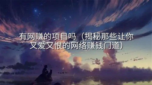 有网赚的项目吗（揭秘那些让你又爱又恨的网络赚钱门道）