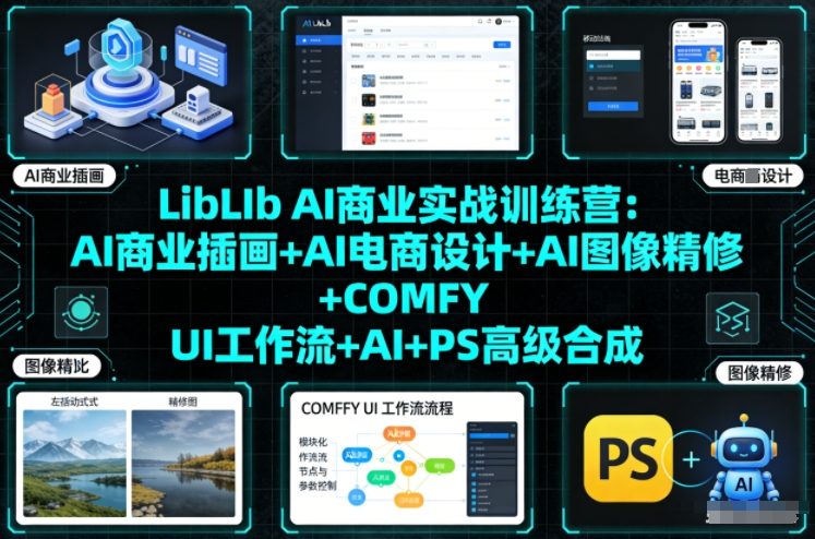 LibLIb AI商业实战训练营：系统掌握AI商业插画+电商设计+图像精修+ComfyUI工作流+AI PS高级合成